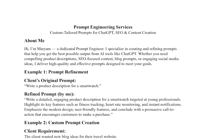 create and refine powerful ai prompts for chatgpt, SEO, blogs, and e commerce